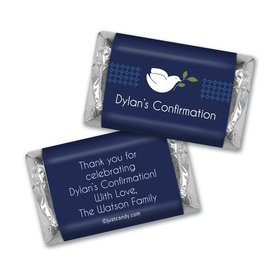 Confirmation Personalized Hershey's Miniatures Peace Dove Navy Blue