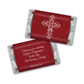 Confirmation Personalized Hershey's Miniatures Wrappers White Cross on Crimson Red