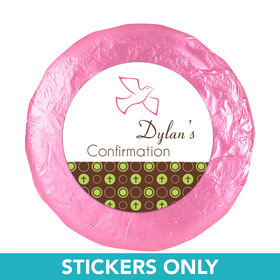 Confirmation 1.25" Sticker Doves & Circle Crosses (48 Stickers)