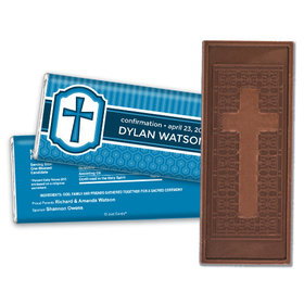 Personalized Confirmation Embossed Cross Chocolate Bar & Wrapper