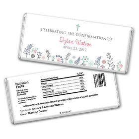 Confirmation Personalized Chocolate Bar Blooming Flowers