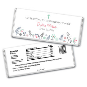 Confirmation Personalized Chocolate Bar Wrappers Blooming Flowers