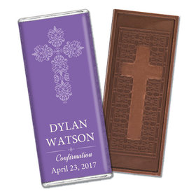 Confirmation Personalized Embossed Cross Chocolate Bar Elegant Cross