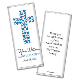 Confirmation Personalized Chocolate Bar Wrappers Hearts Cross