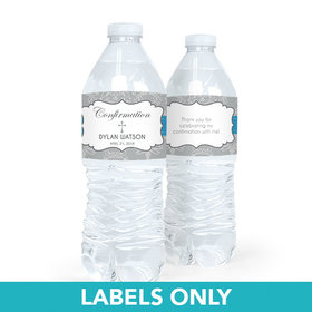 Personalized Confirmation Ribbon Water Bottle Sticker Labels (5 Labels)