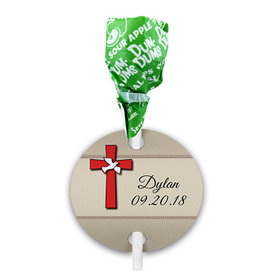 Personalized Confirmation Dove & Red Cross Dum Dums with Gift Tag (75 pops)