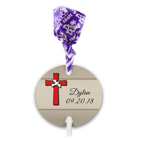 Personalized Confirmation Dove & Red Cross Dum Dums with Gift Tag (75 pops)