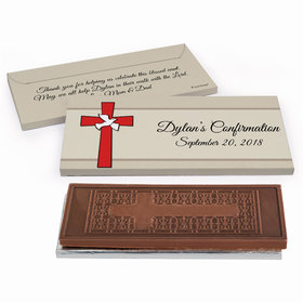 Deluxe Personalized Confirmation Red Cross Embossed Chocolate Bar in Gift Box