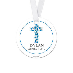 Personalized Round Stone Cross Confirmation Favor Gift Tags (20 Pack)