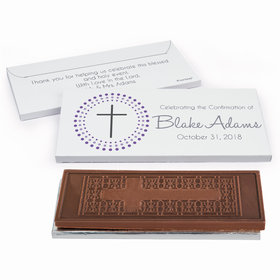 Deluxe Personalized Confirmation Radiating Cross Embossed Chocolate Bar in Gift Box