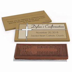 Deluxe Personalized Confirmation Stained Glass Embossed Chocolate Bar in Gift Box