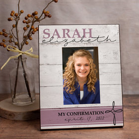 Personalized Confirmation Rustic Cross Picture Frame