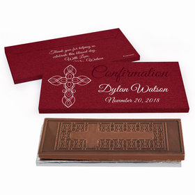 Deluxe Personalized Confirmation Crimson Cross Embossed Chocolate Bar in Gift Box