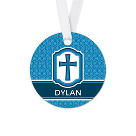 Personalized Round Framed Cross Confirmation Favor Gift Tags (20 Pack)