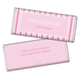 Breast Cancer Awareness Personalized Chocolate Bar Pinstripe Breast Cancer Survivor