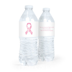 Personalized Breast Cancer Awareness Pink Ribbon Water Bottle Sticker Labels (5 Labels)