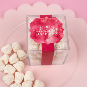 Personalized Breast Cancer Awareness JUST CANDY® favor cube with Jelly Belly Gumdrops