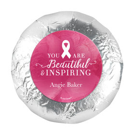 Personalized Breast Cancer Awareness Pink Inspiration 1.25" Stickers (48 Stickers)
