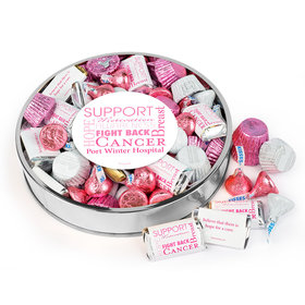 Personalized Breast Cancer Awareness Large Plastic Tin Hershey's & Reese's Mix