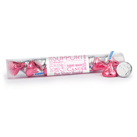 Personalized Breast Cancer Awareness Strength in Words Tube with Hershey's Kisses