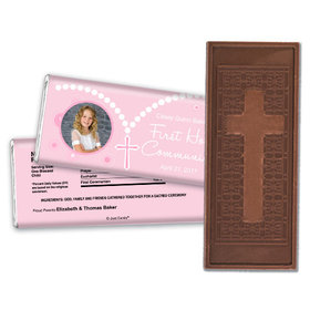 Communion Embossed Cross Chocolate Bar Photo Rosary