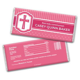 Communion Personalized Chocolate Bar Wrappers Framed Cross