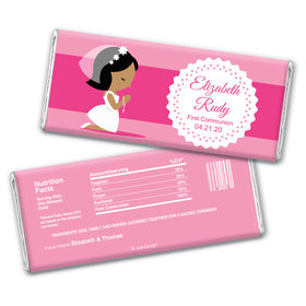 Communion Personalized Chocolate Bar Wrappers Girl in Prayer
