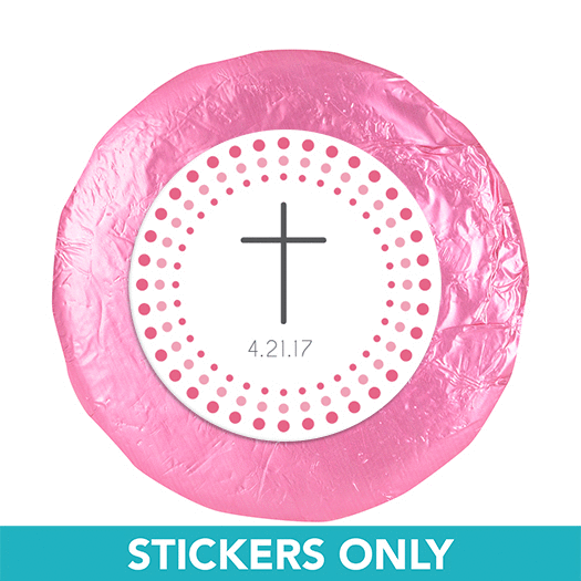 Communion 1.25" Sticker Circled Cross (48 Stickers)