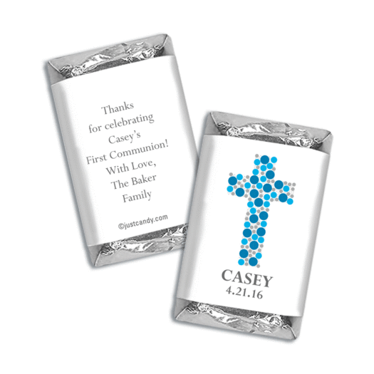 Communion Personalized Hershey's Miniatures Wrappers Dots Cross