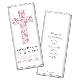 Communion Personalized Chocolate Bar Dots Cross