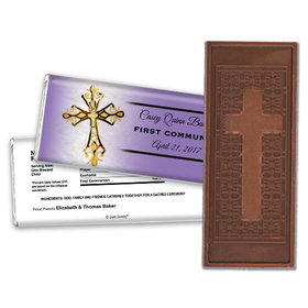 Communion Embossed Cross Chocolate Bar Gold Cross