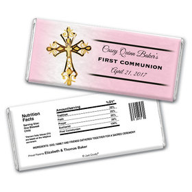 Communion Personalized Chocolate Bar Gold Cross