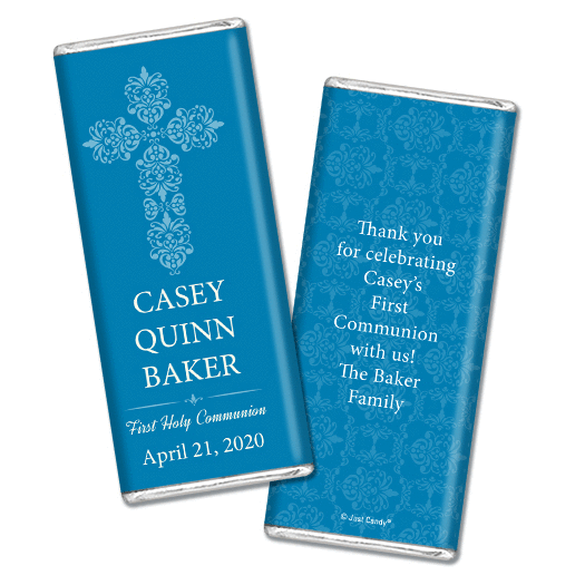 Communion Personalized Chocolate Bar Wrappers Elegant Cross