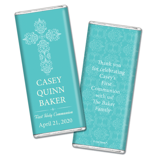 Communion Personalized Chocolate Bar Wrappers Elegant Cross