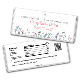 First Communion Personalized Chocolate Bar Blooming Flowers