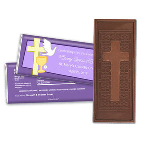 Communion Embossed Cross Chocolate Bar Chalice, Dove & Cross