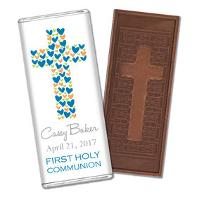 Communion Embossed Cross Chocolate Bar Heart Cross