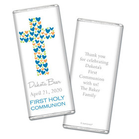 Communion Personalized Chocolate Bar Wrappers Heart Cross