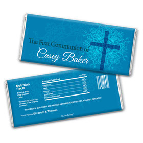 Communion Personalized Chocolate Bar Wrappers Classic Cross