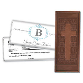 Communion Embossed Cross Chocolate Bar Filigree Monogram