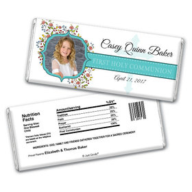 Communion Personalized Chocolate Bar Photo Floral