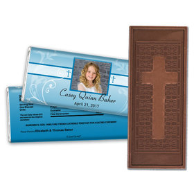 Communion Embossed Cross Chocolate Bar Photo, Cross & Scroll