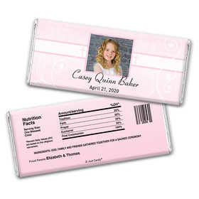 Communion Personalized Chocolate Bar Wrappers Photo, Cross & Scroll