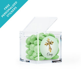 Personalized Communion Clear Cube Gold Cross (25 Pack)