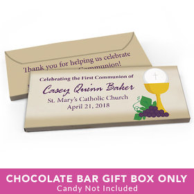 Deluxe Personalized First Communion Chalice & Eucharist Candy Bar Favor Box