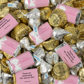 First Communion Girl in Prayer Mix Hershey's Miniatures, Kisses and Reese's Peanut Butter Cups