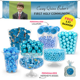 Personalized Boy First Communion Cross & Scroll Deluxe Candy Buffet