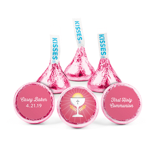 Personalized Girl First Communion Cross Chalice Hershey's Kisses
