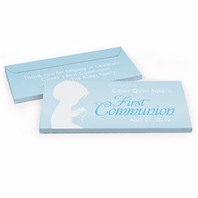 Deluxe Personalized First Communion Child in Prayer Chocolate Bar in Gift Box