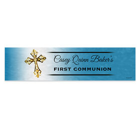 Personalized Communion Gold Cross 5 Ft. Banner